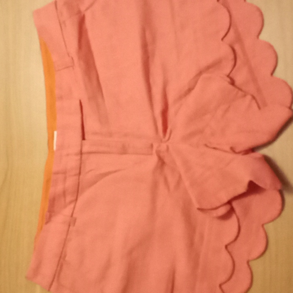 J.Crew Linen Cotton Blend Pink Shorts with Scalloped Edge in Size 10